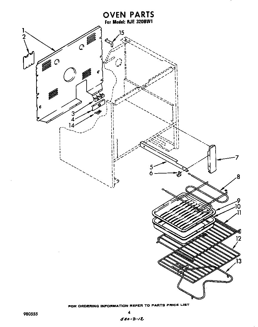 Whirlpool RJE320BW1 literature and optional diagram