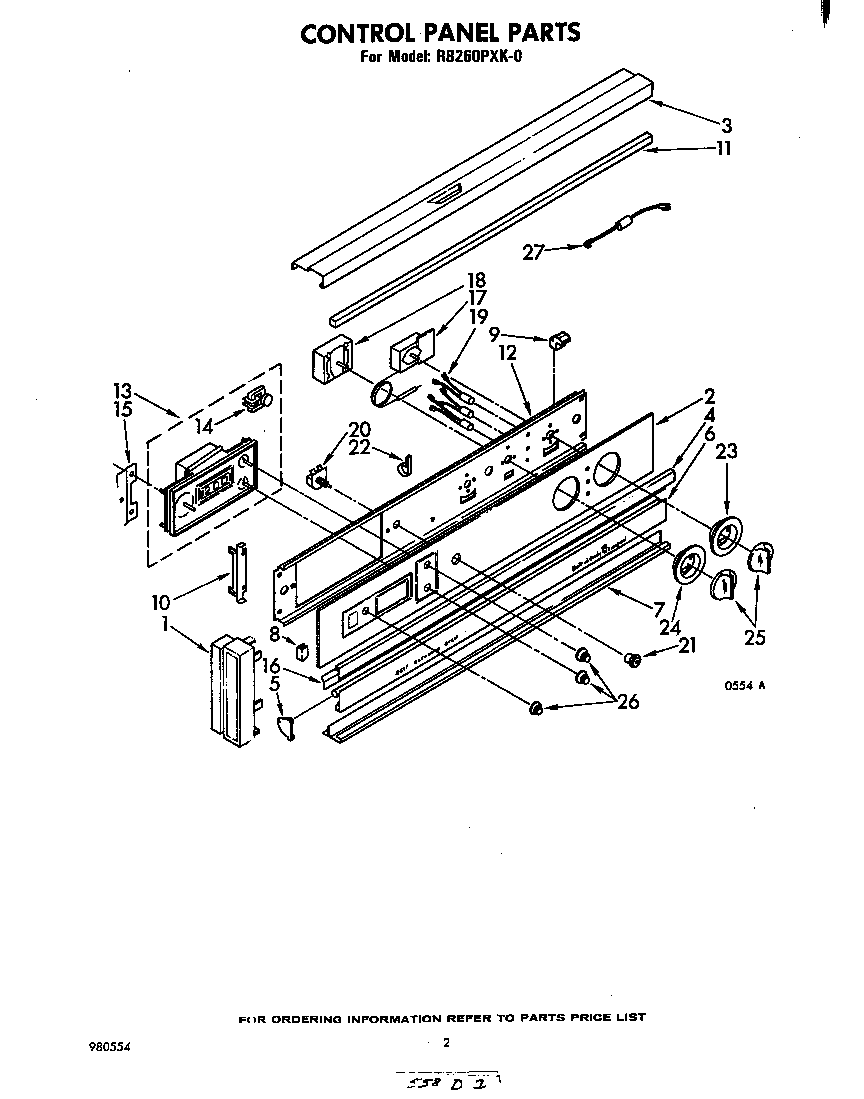 Whirlpool RB260PXK0 control panel diagram