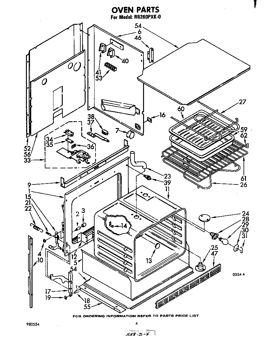 Whirlpool RB260PXK0 oven diagram