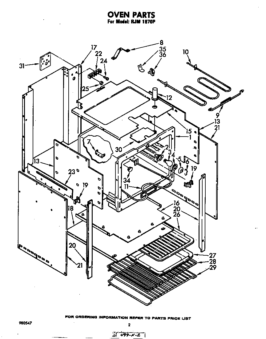 Whirlpool RJM1870P oven diagram
