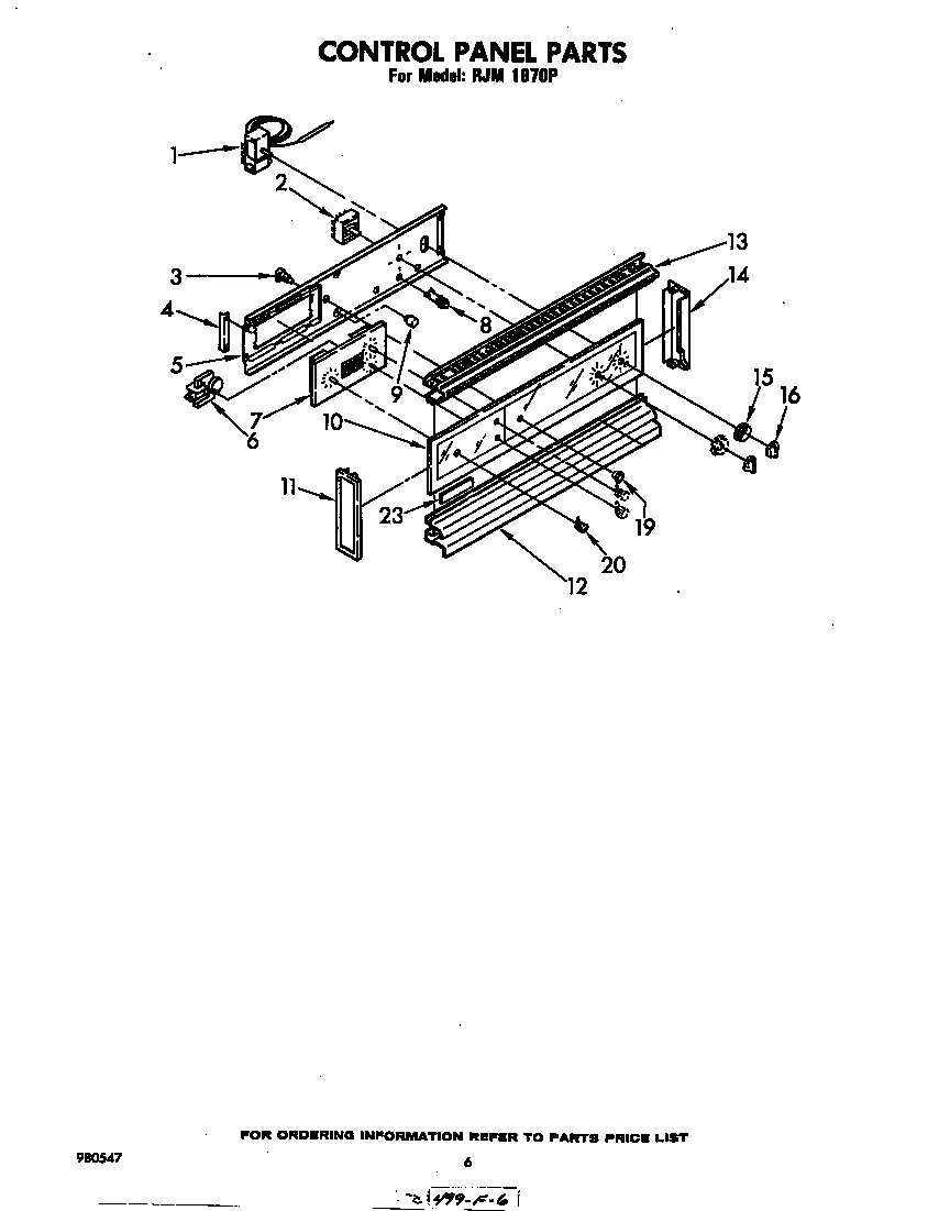 Whirlpool RJM1870P control panel diagram