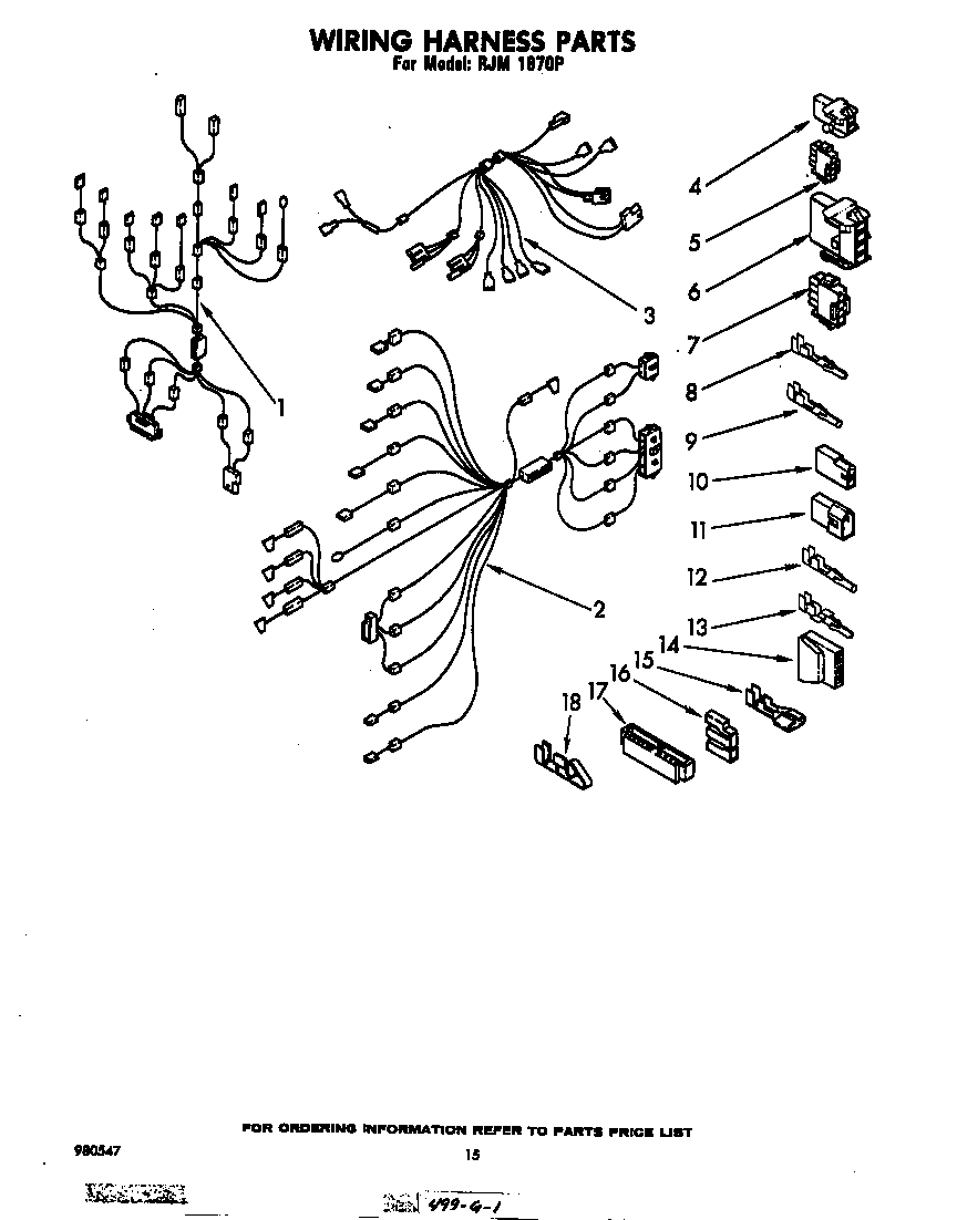 Whirlpool RJM1870P wiring harness diagram