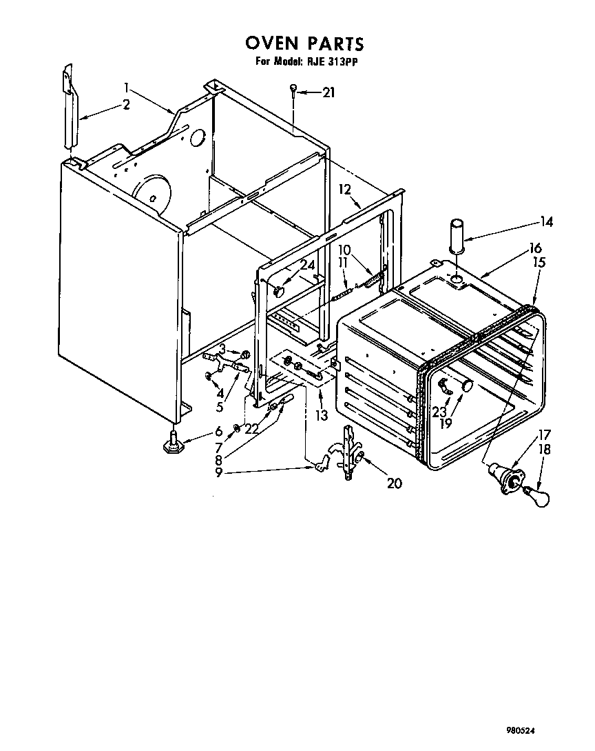 Whirlpool RJE313PP oven diagram