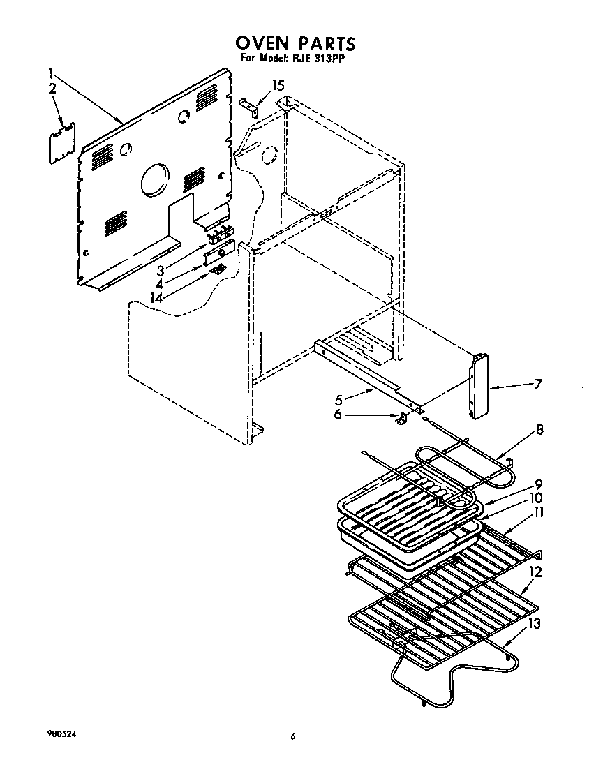 Whirlpool RJE313PP oven diagram