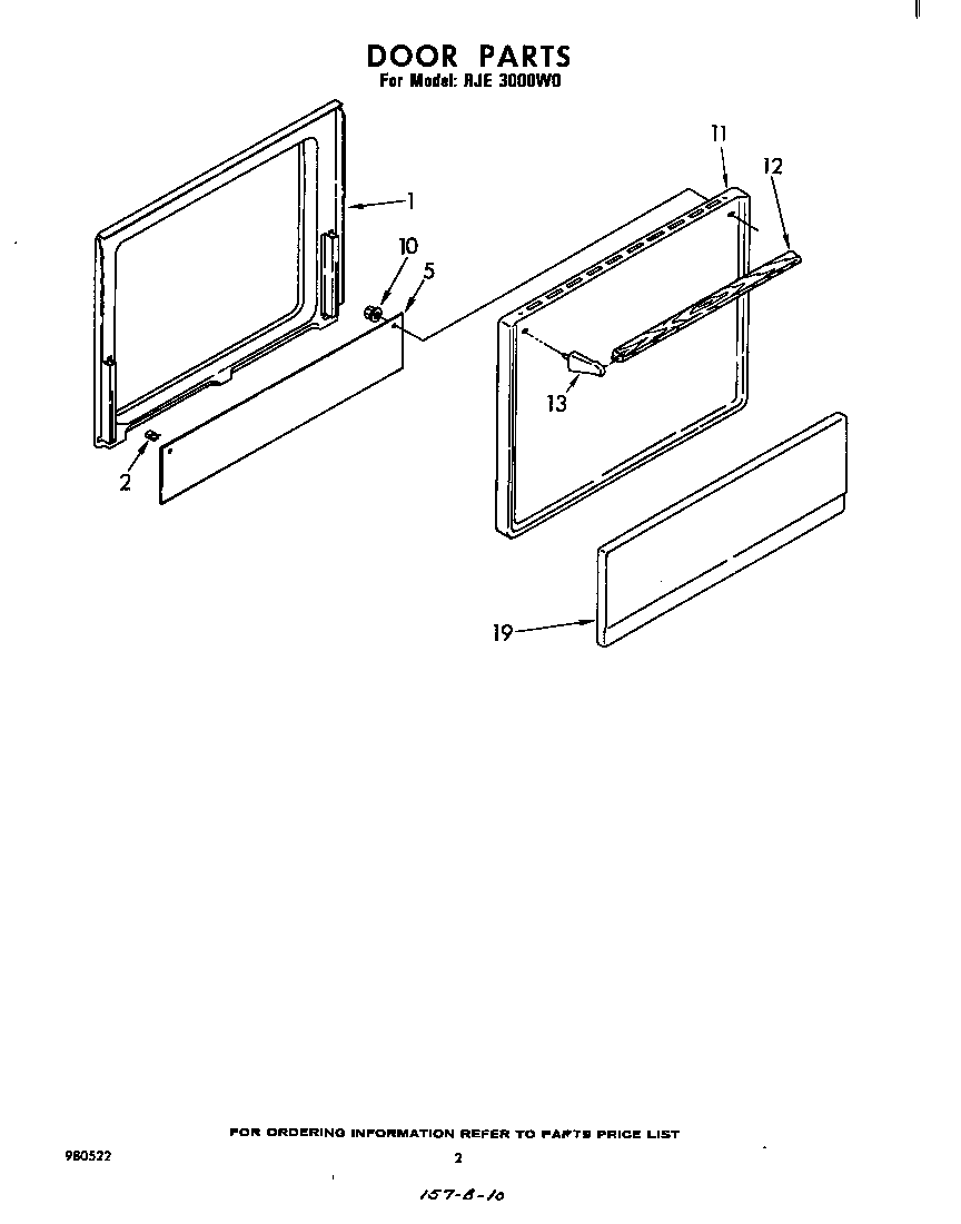 Whirlpool RJE3000W0 door diagram