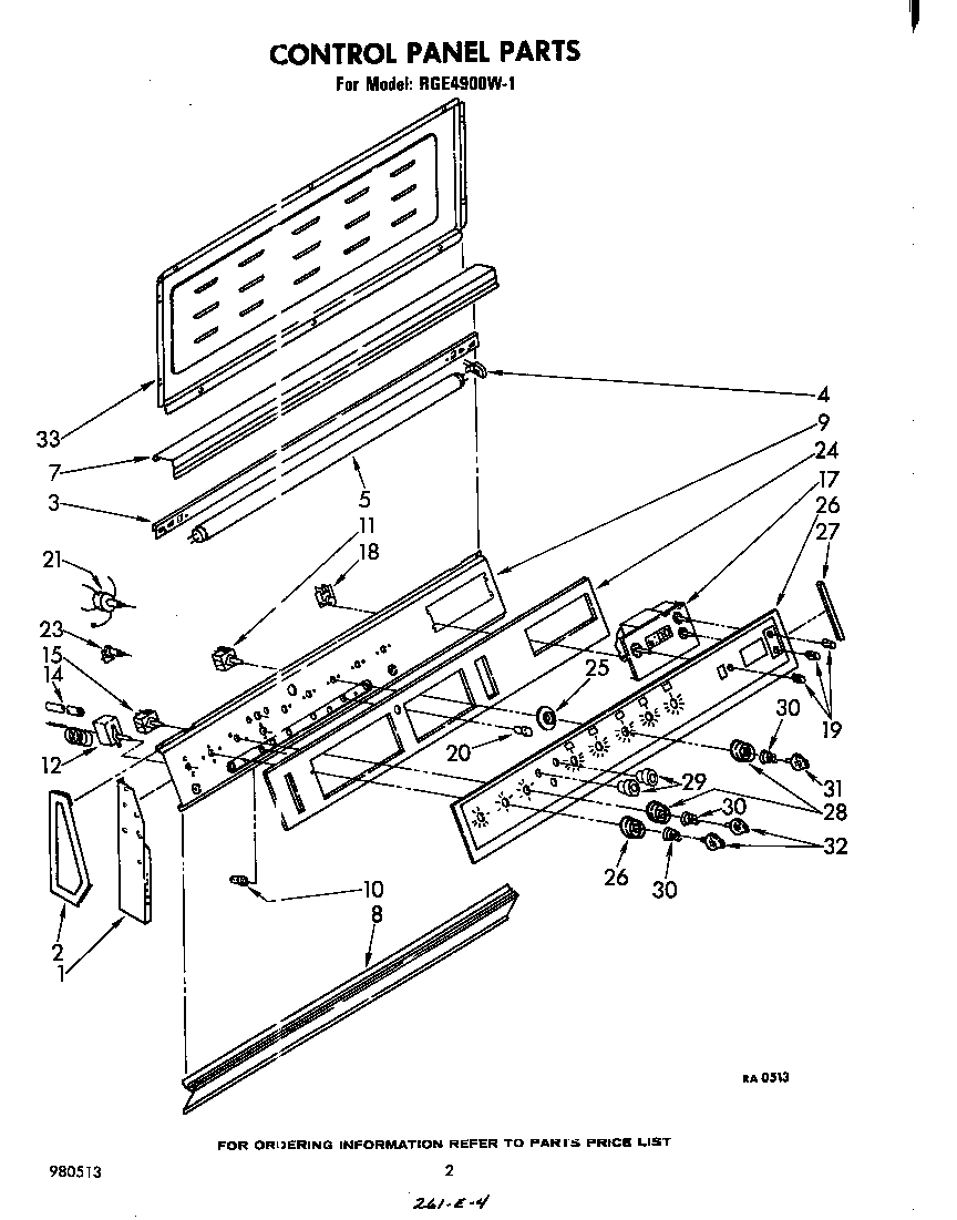 Whirlpool RGE4900W1 control panel diagram