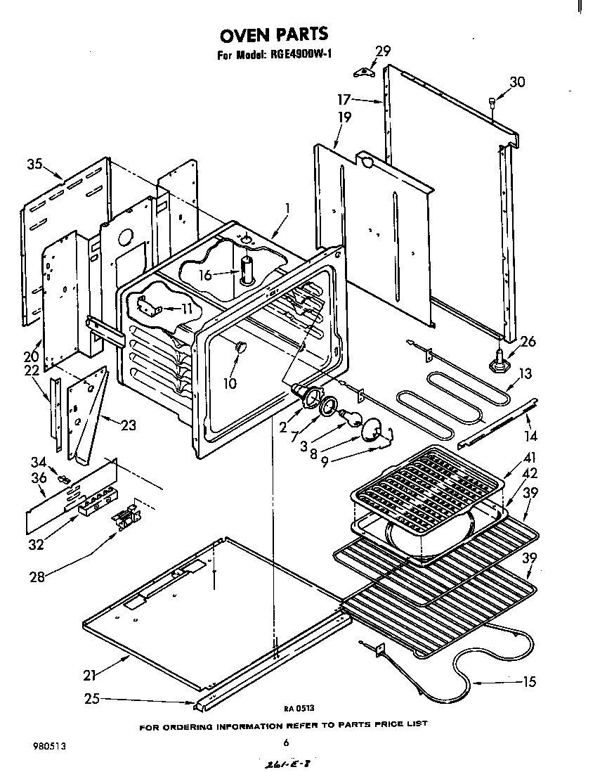 Whirlpool RGE4900W1 oven diagram