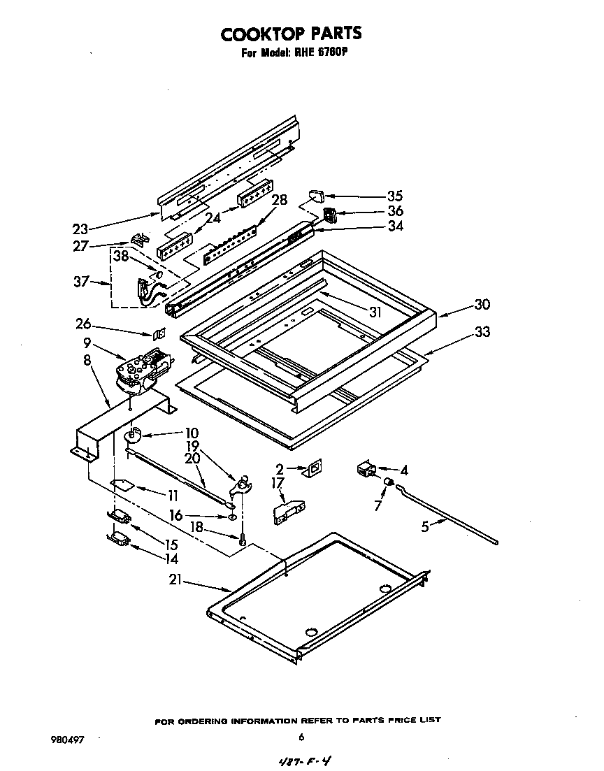Whirlpool RHE6760P cooktop diagram