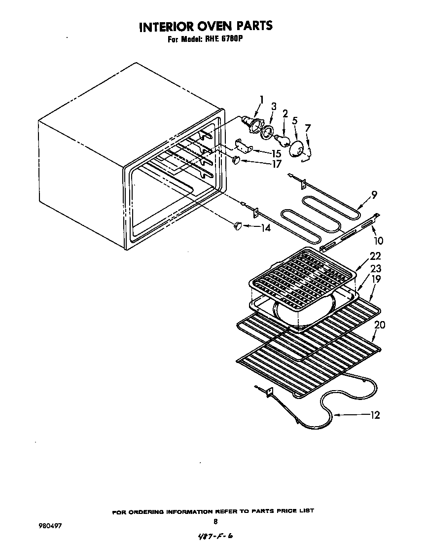 Whirlpool RHE6760P interior diagram