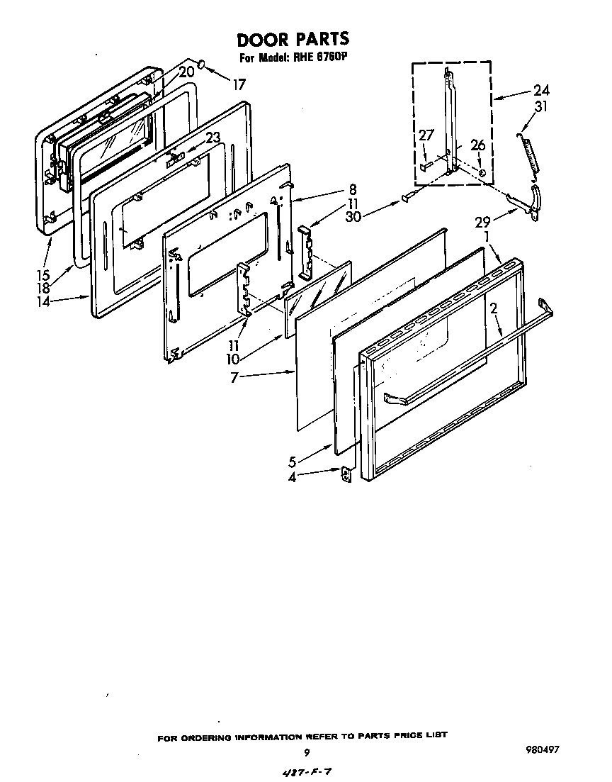 Whirlpool RHE6760P door diagram