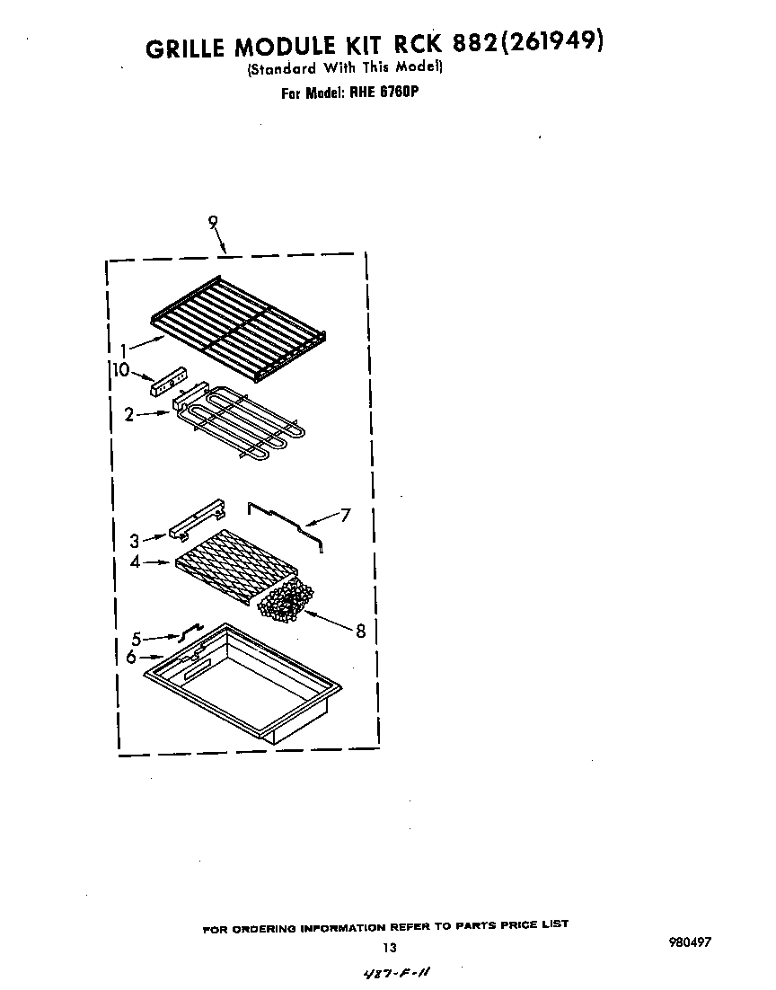 Whirlpool RHE6760P grille rck 882 (261949) diagram