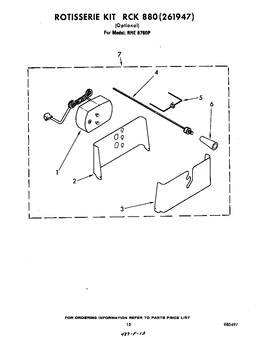 Whirlpool RHE6760P rotisserie rck 880 (261947) diagram