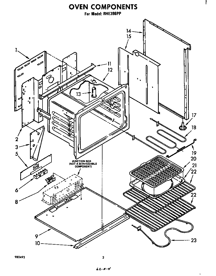 Whirlpool RHE396PP oven diagram