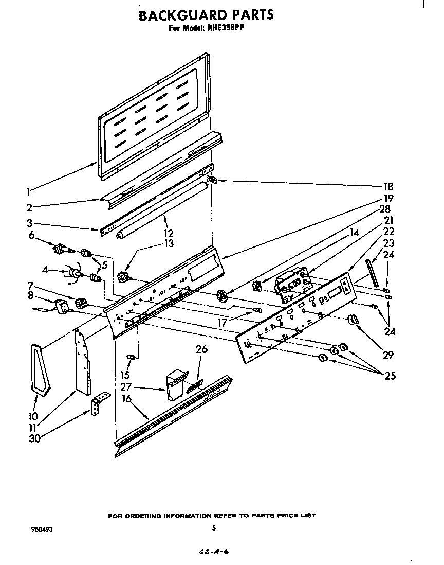 Whirlpool RHE396PP backguard diagram