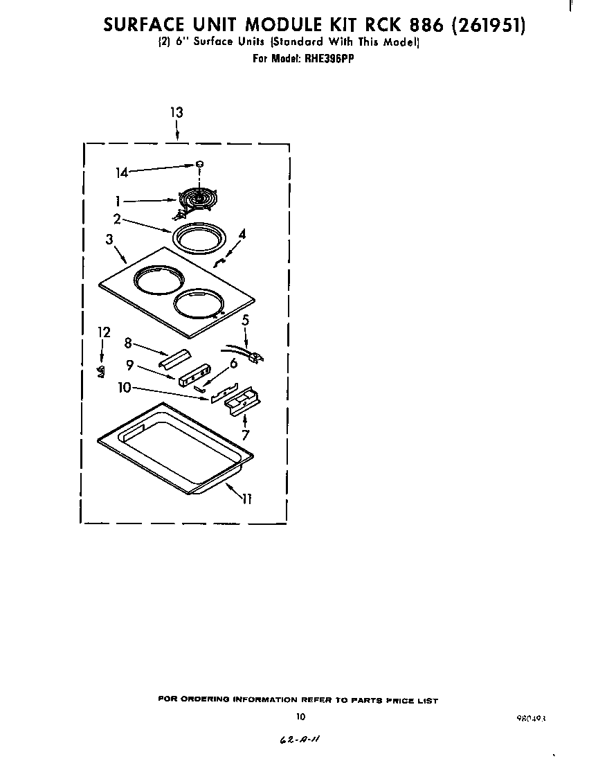Whirlpool RHE396PP surface unit rck 886 (261951) diagram
