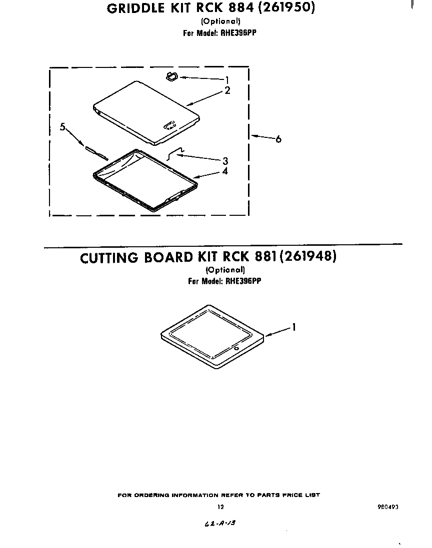 Whirlpool RHE396PP griddle rck 884 (261950) diagram