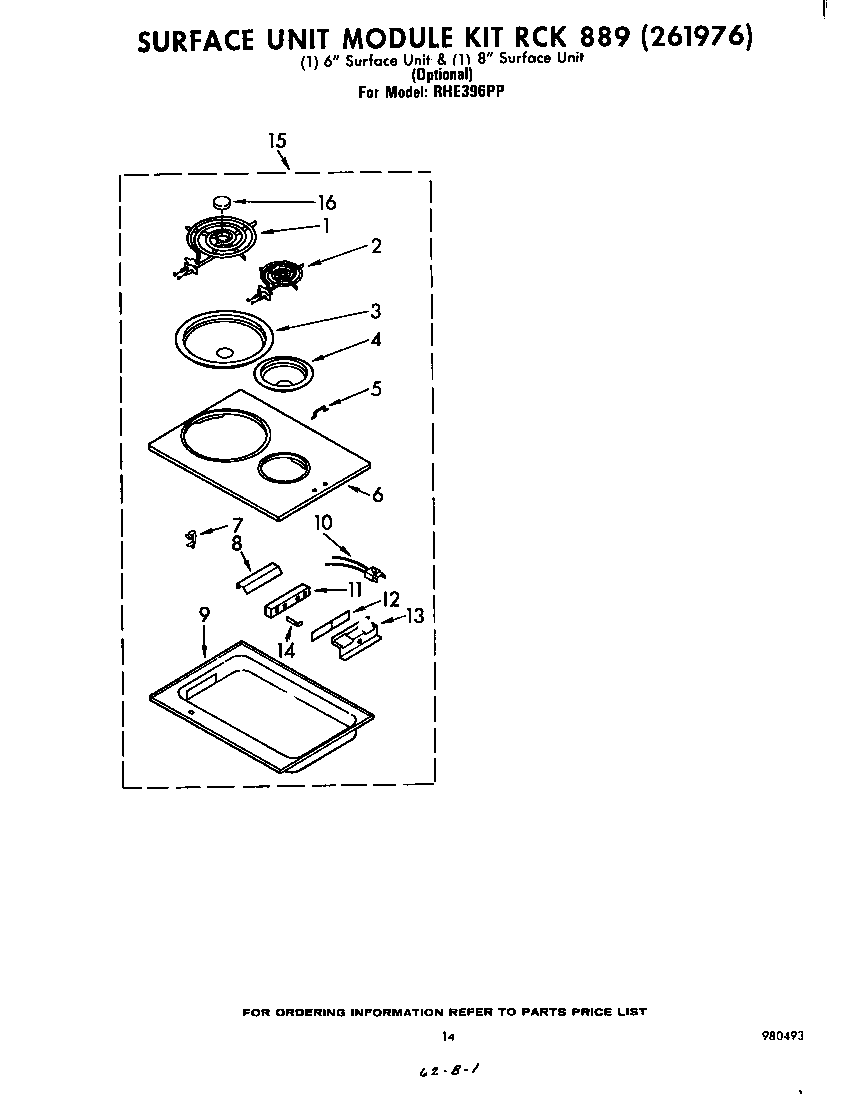 Whirlpool RHE396PP surface unit rck 889 (261976) diagram