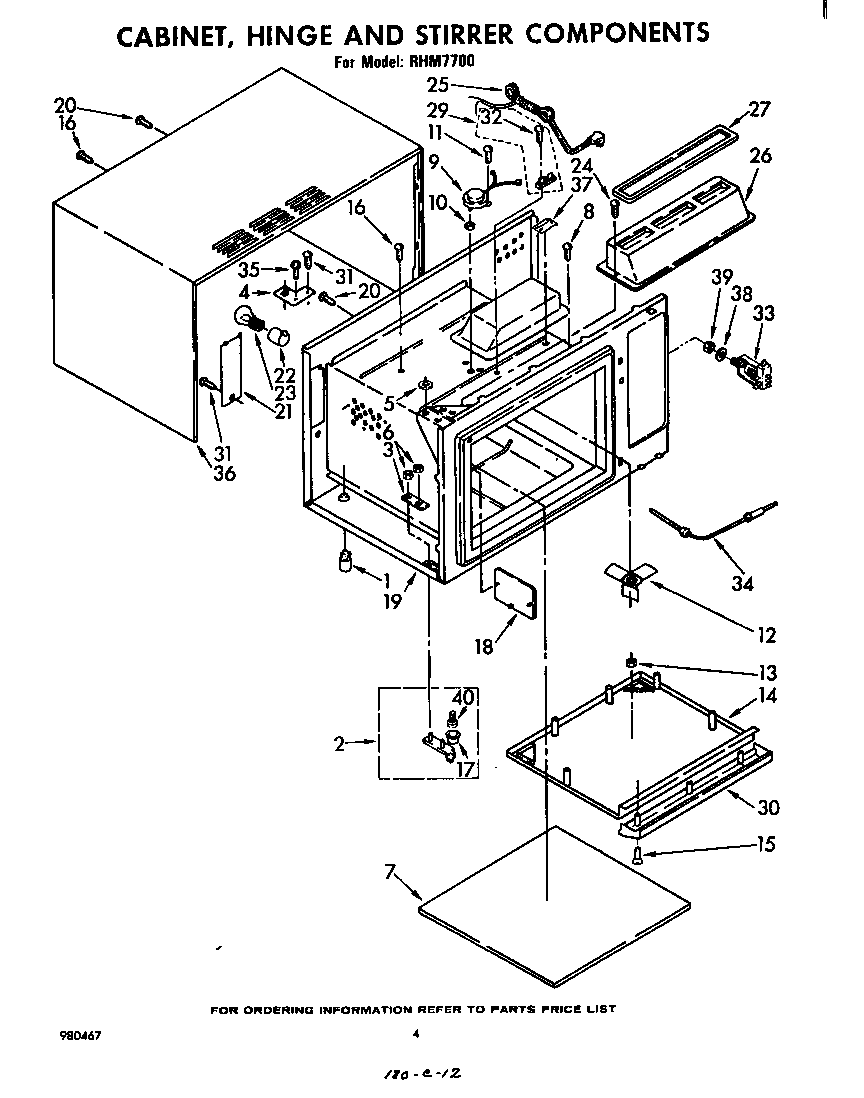 Whirlpool RHM7700 cabinet/hinge/stirrer diagram