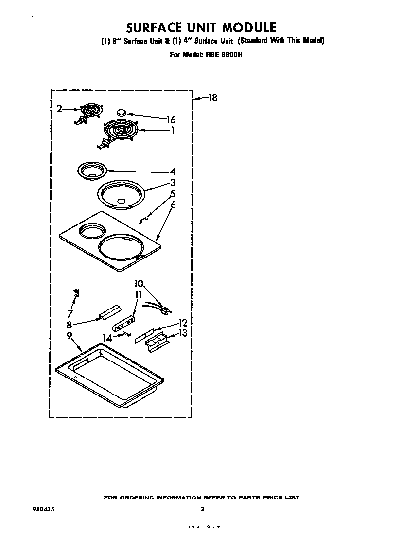 Whirlpool RGE8800H surface unit diagram