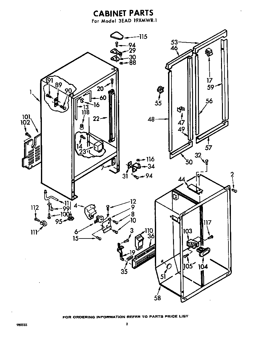Whirlpool 3EAD19XMWR1 cabinet diagram