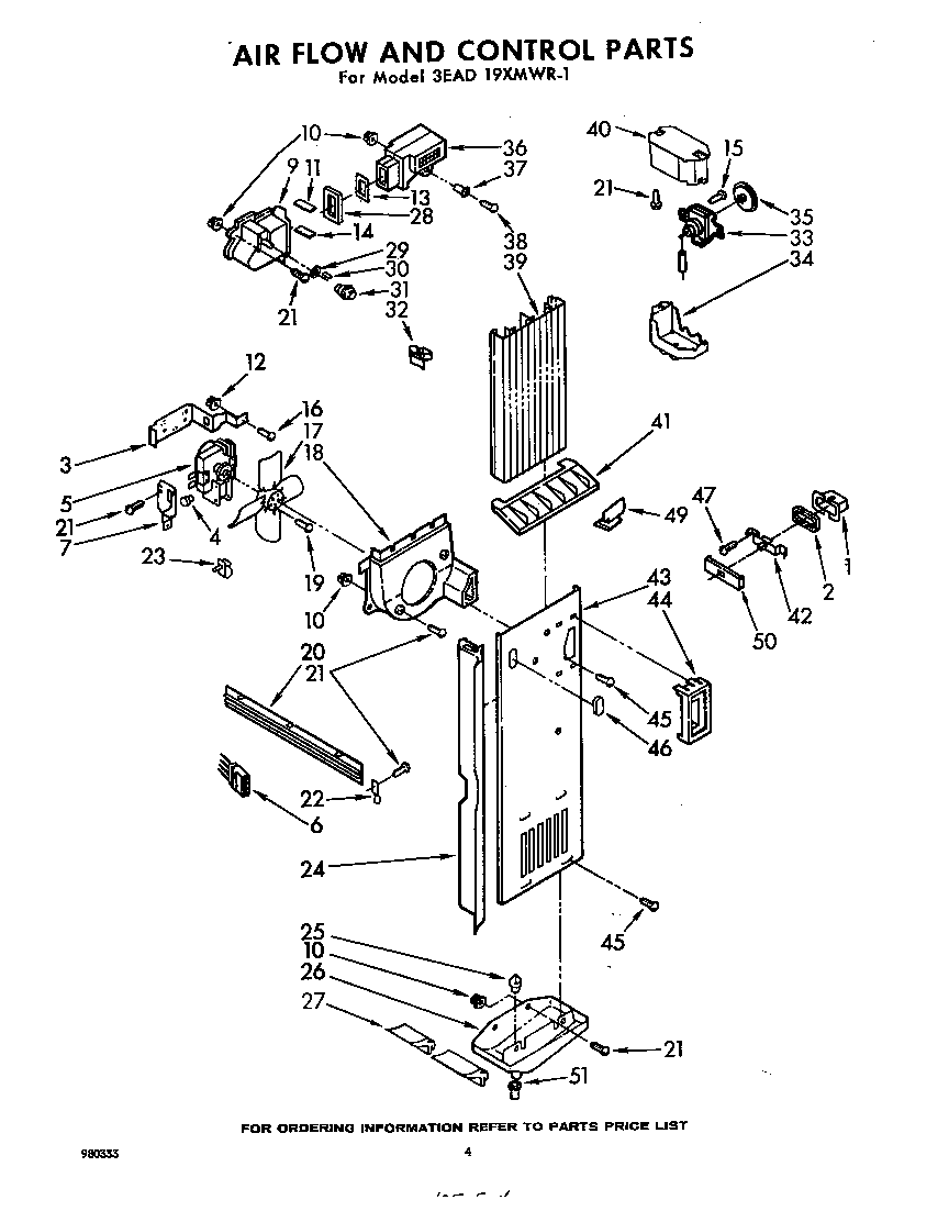 Whirlpool 3EAD19XMWR1 airflow and control diagram
