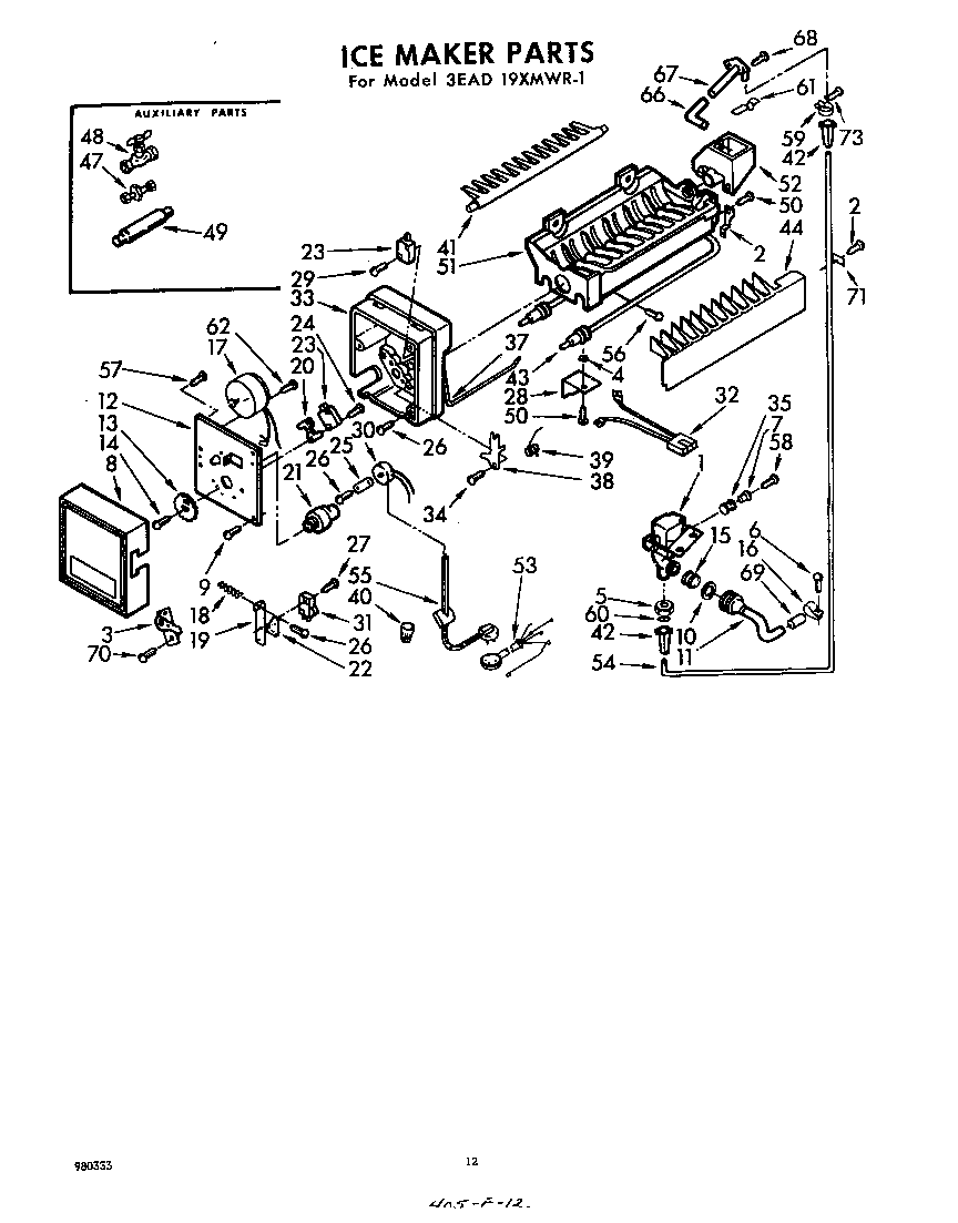 Whirlpool 3EAD19XMWR1 ice maker diagram