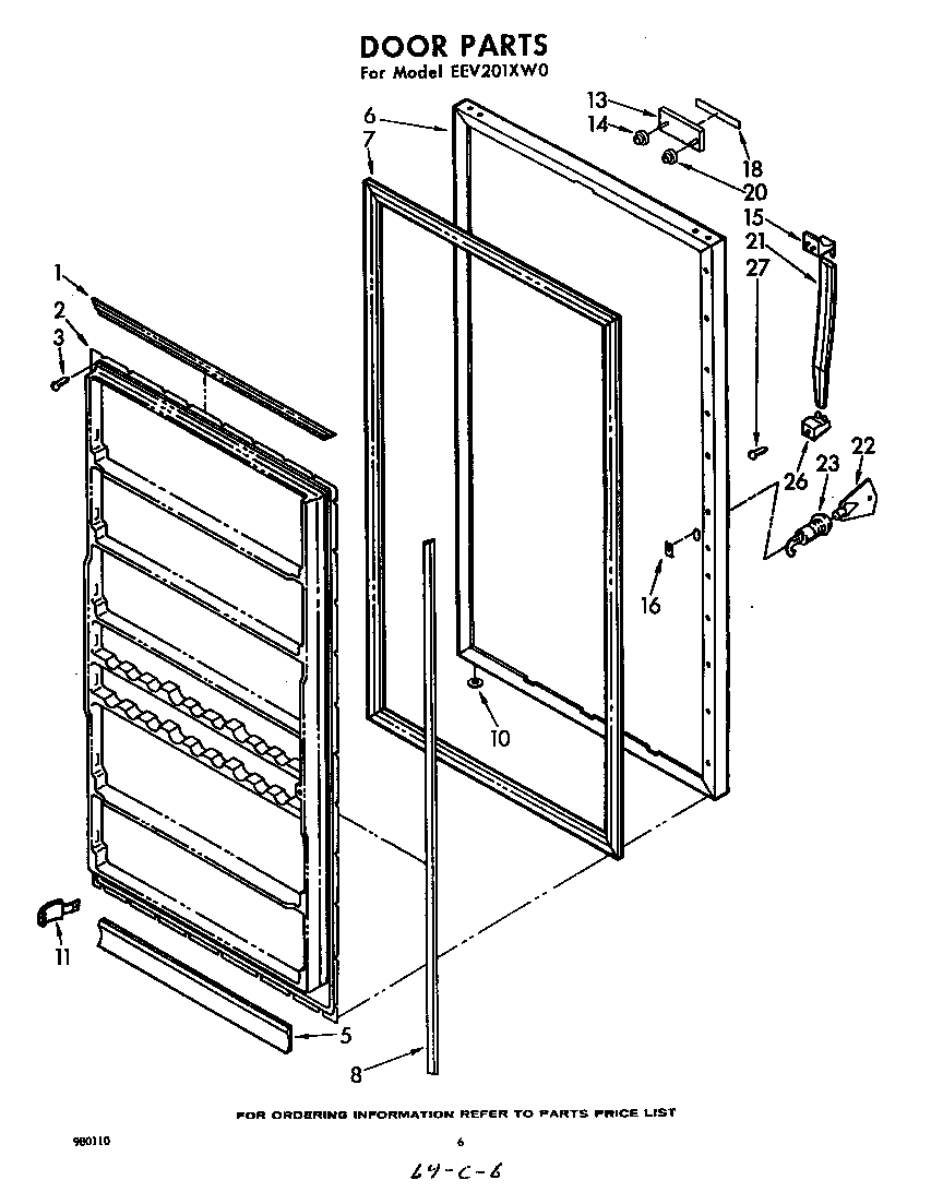 Whirlpool EEV201XW0 door diagram