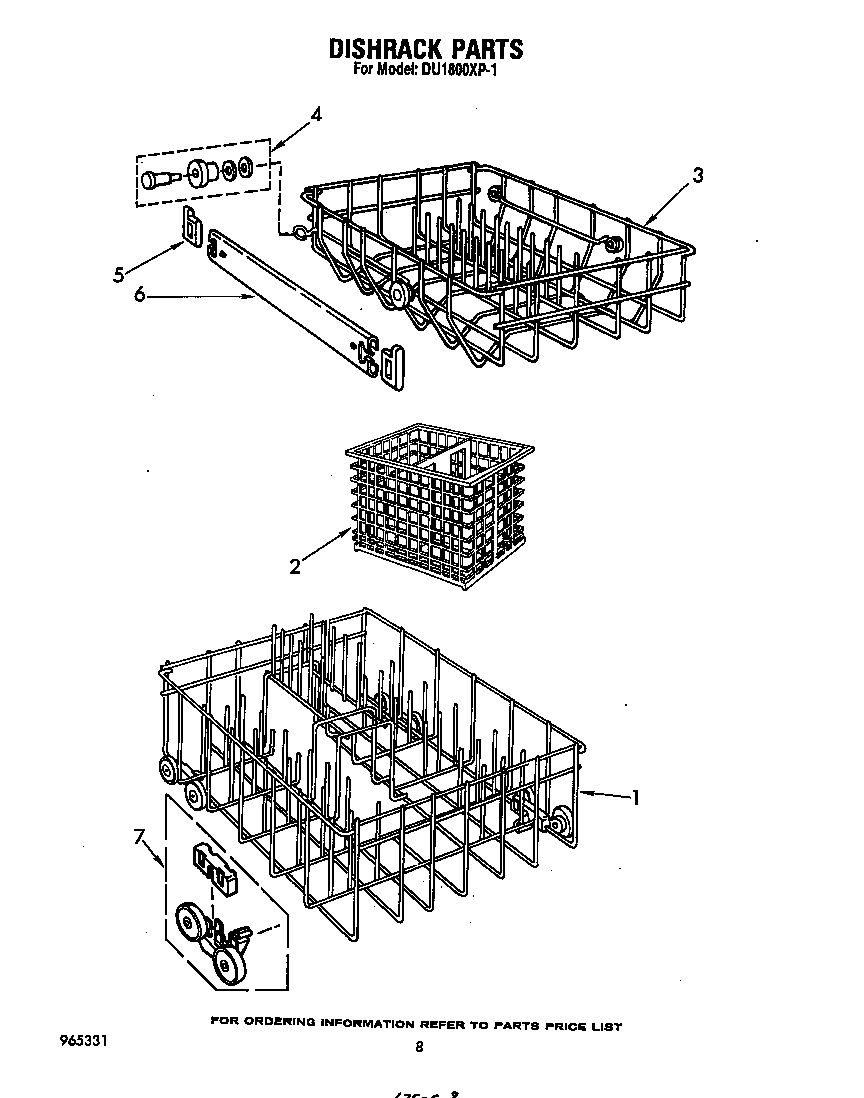 Whirlpool DU1800XP1 dishrack diagram