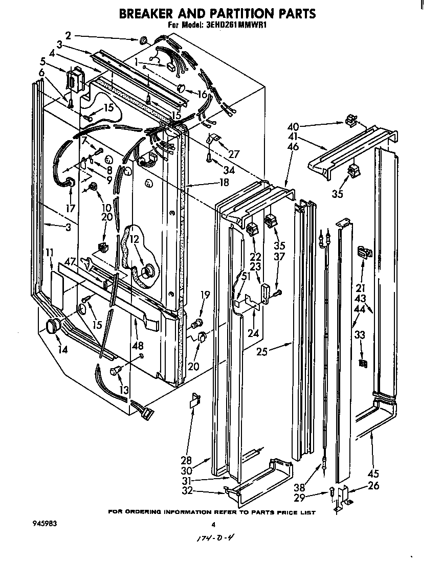Whirlpool 3EHD261MMWR1 breaker and partition diagram