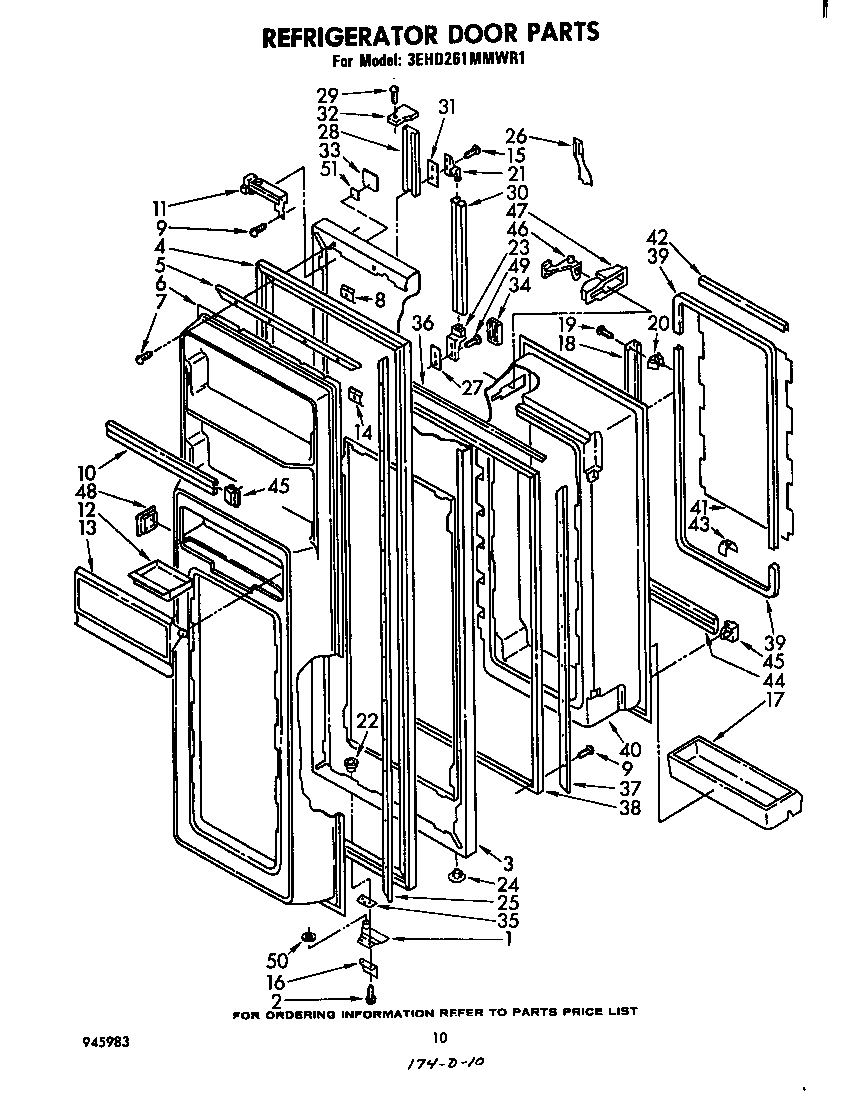 Whirlpool 3EHD261MMWR1 refrigerator door diagram