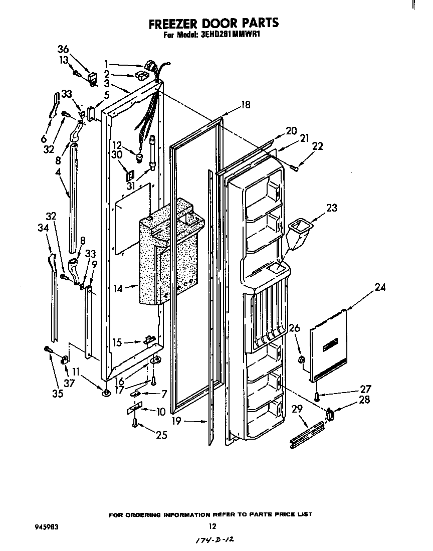 Whirlpool 3EHD261MMWR1 freezer door diagram