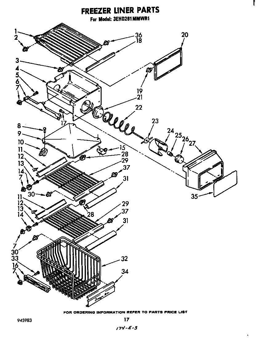 Whirlpool 3EHD261MMWR1 freezer liner diagram