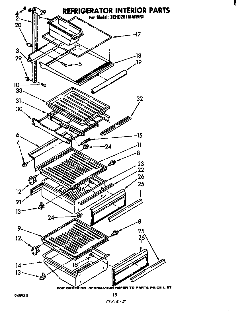 Whirlpool 3EHD261MMWR1 refrigerator interior diagram