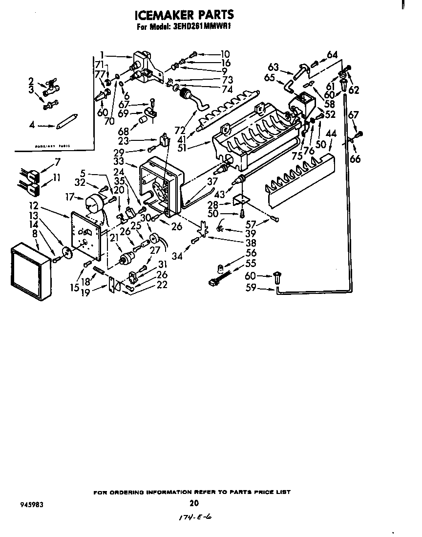 Whirlpool 3EHD261MMWR1 icemaker diagram