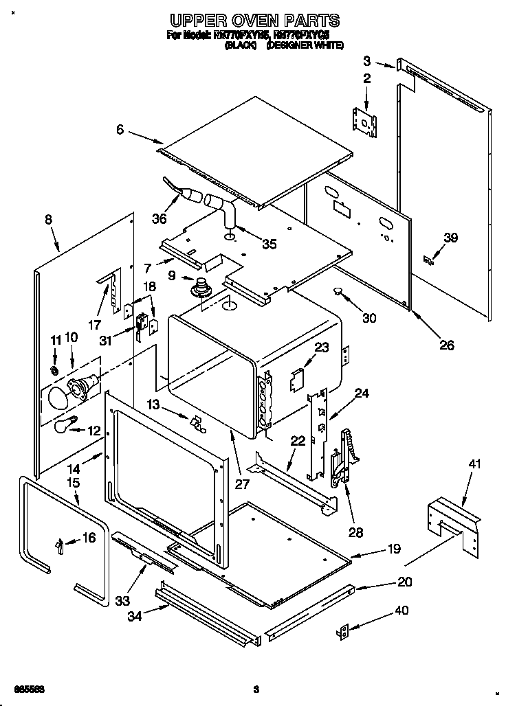Whirlpool RB770PXYB5 upper oven diagram