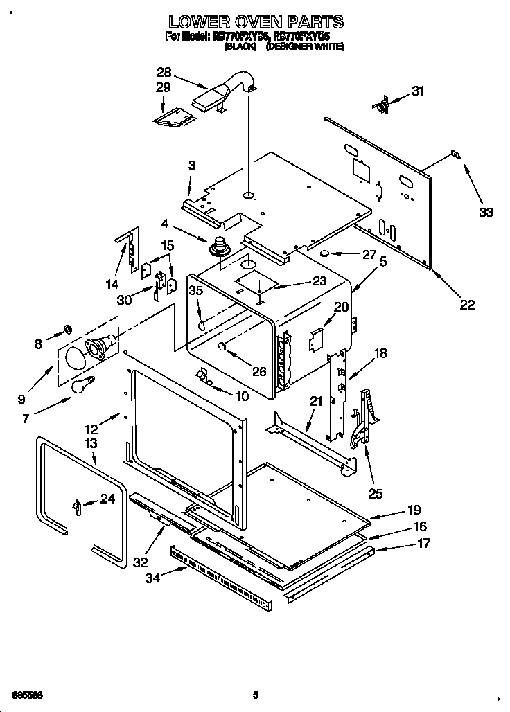 Whirlpool RB770PXYB5 lower oven diagram