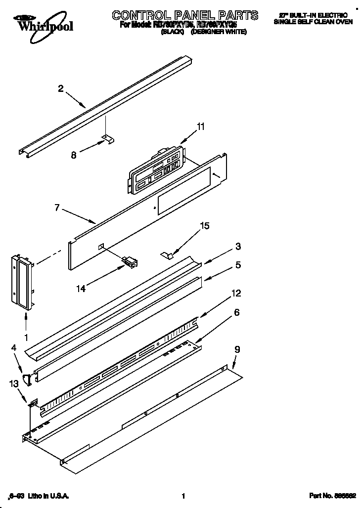 Whirlpool RB760PXYB5 control panel diagram