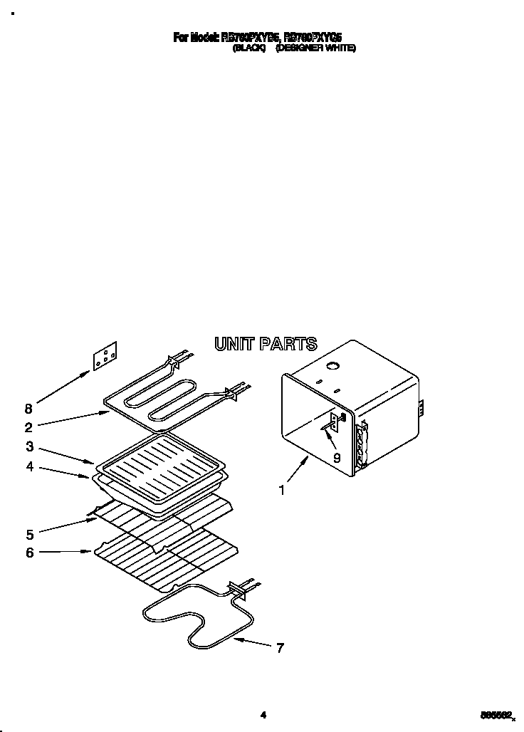 Whirlpool RB760PXYB5 unit diagram