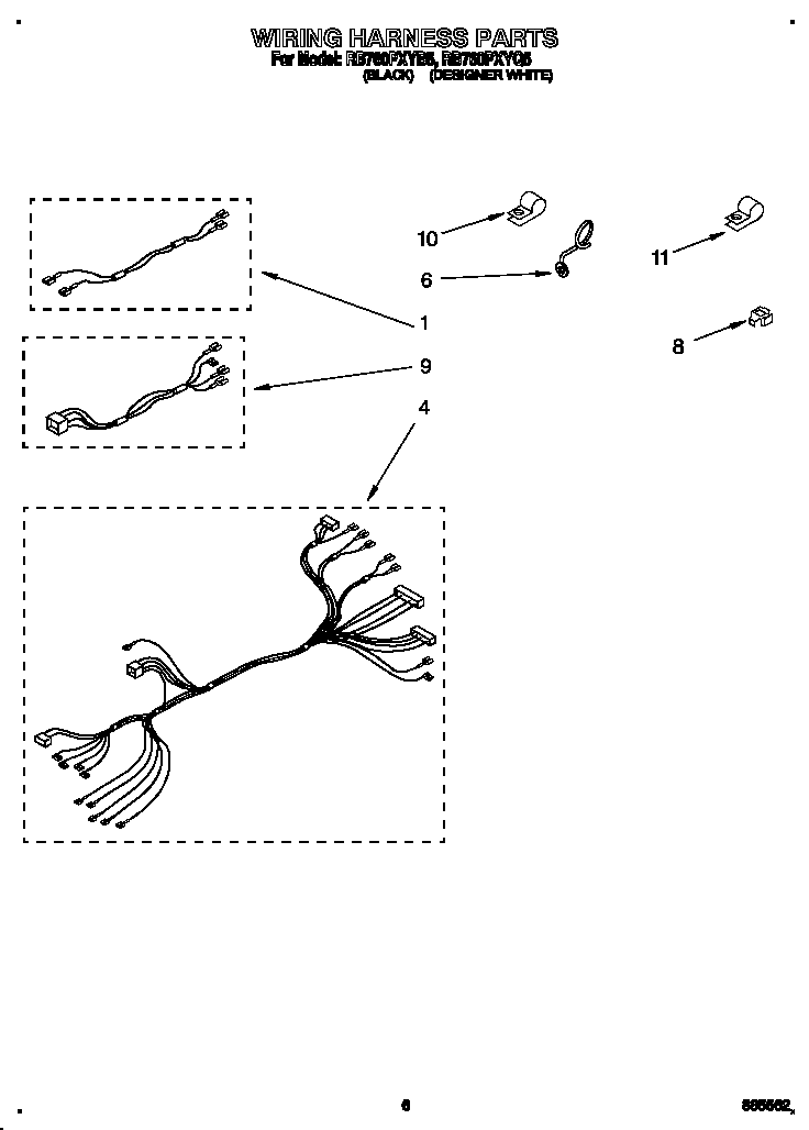 Whirlpool RB760PXYB5 wiring harness diagram