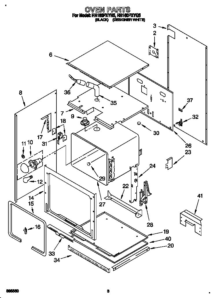 Whirlpool RB160PXYB5 oven diagram