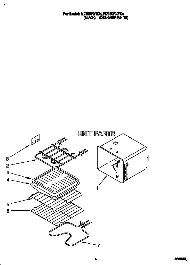 Whirlpool RB160PXYB5 unit diagram