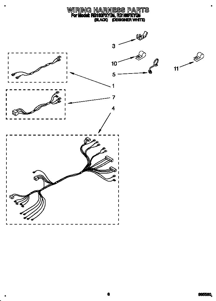 Whirlpool RB160PXYB5 wiring harness diagram