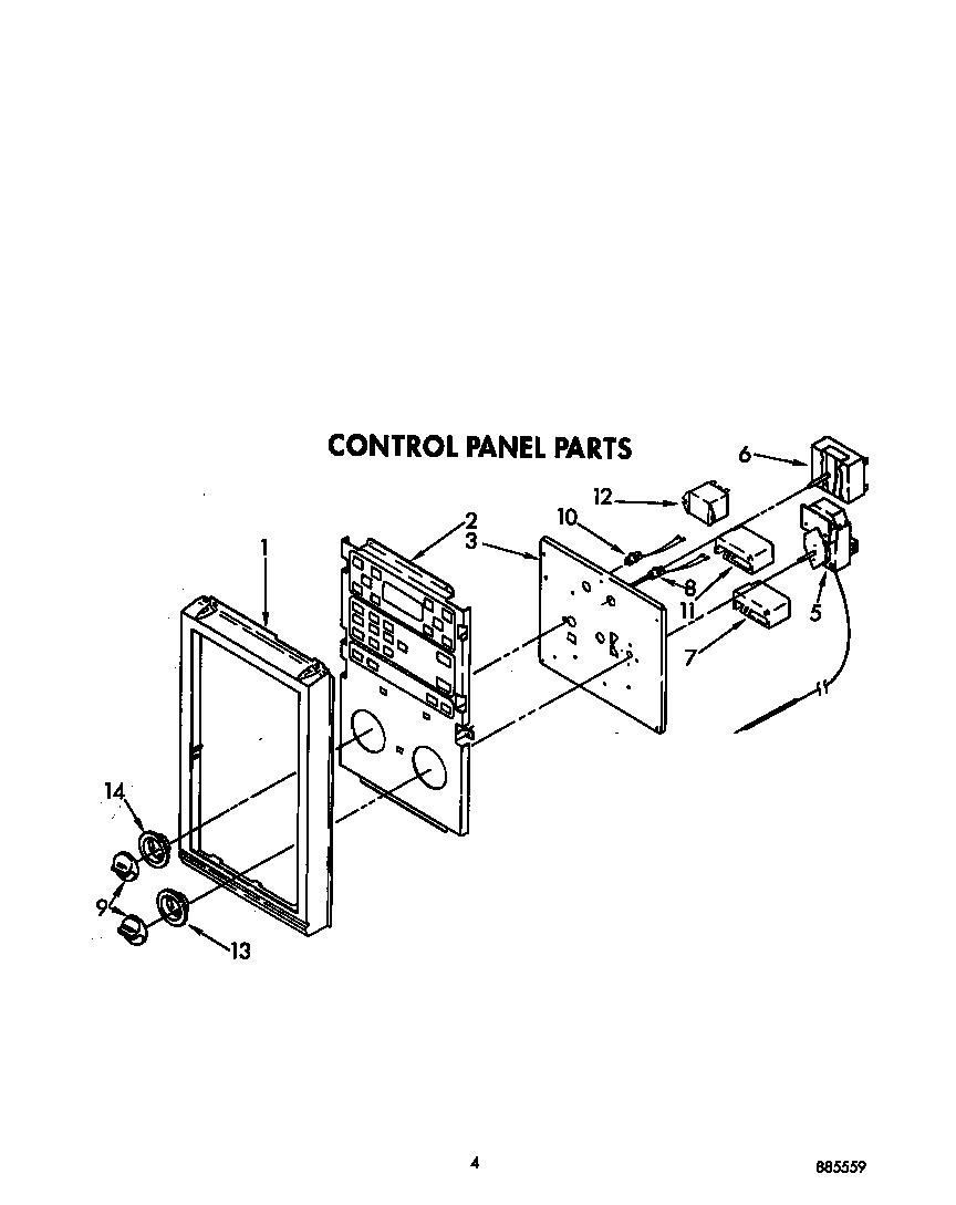Whirlpool RM288PXV7 control panel diagram