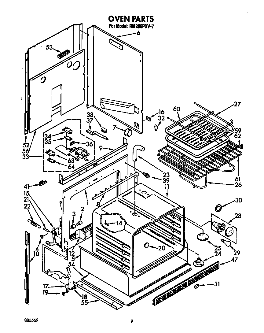Whirlpool RM288PXV7 oven diagram