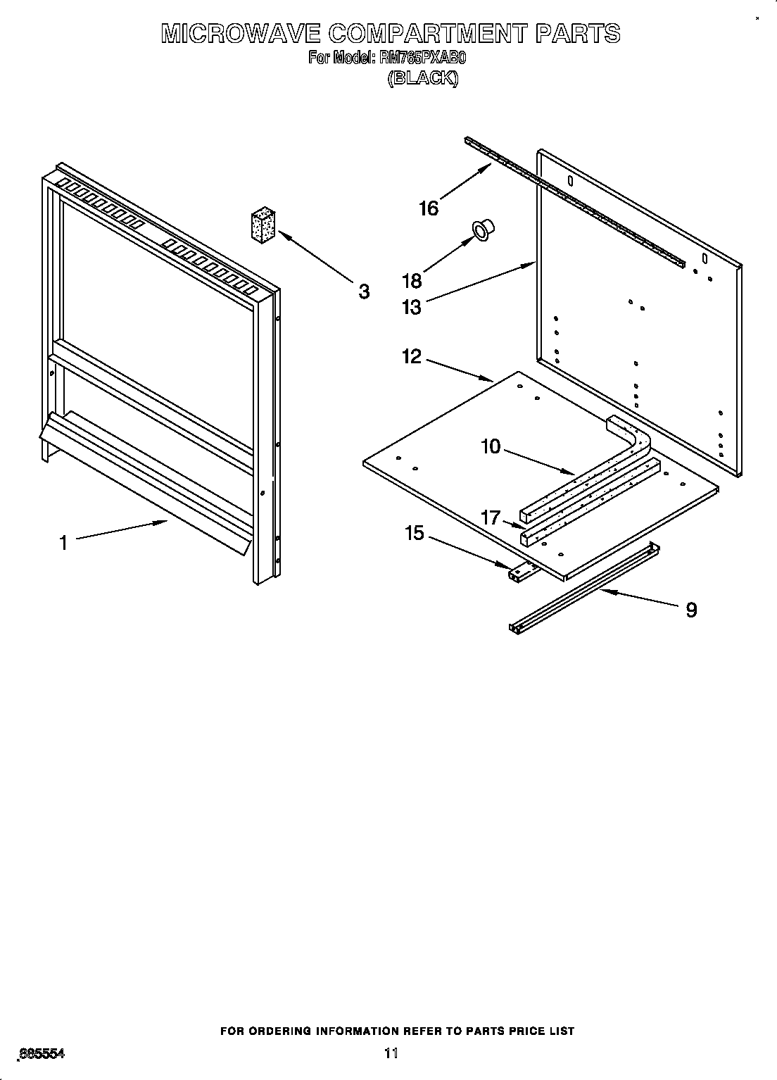 Whirlpool RM765PXAB0 microwave compartment diagram