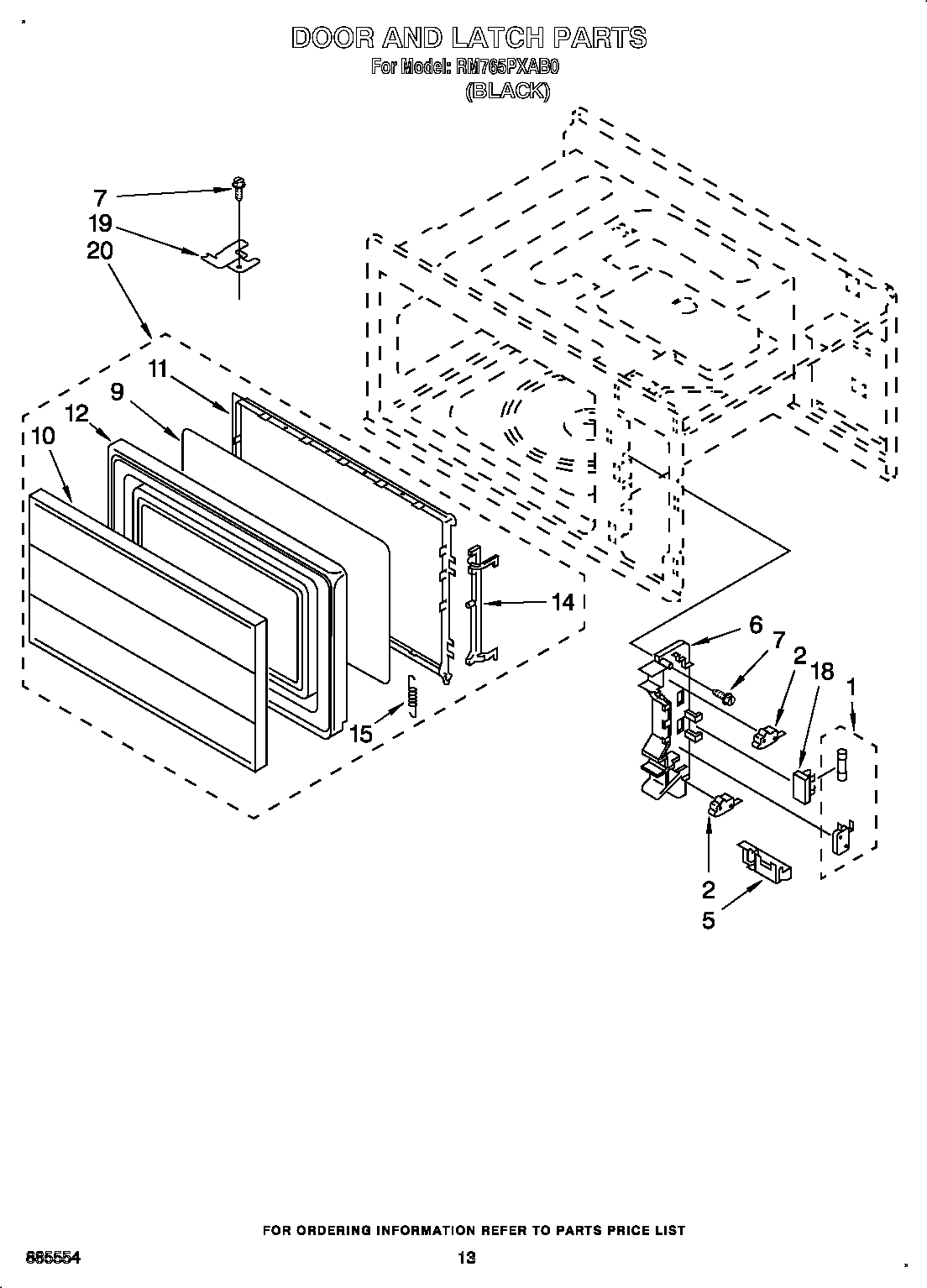 Whirlpool RM765PXAB0 door and latch diagram