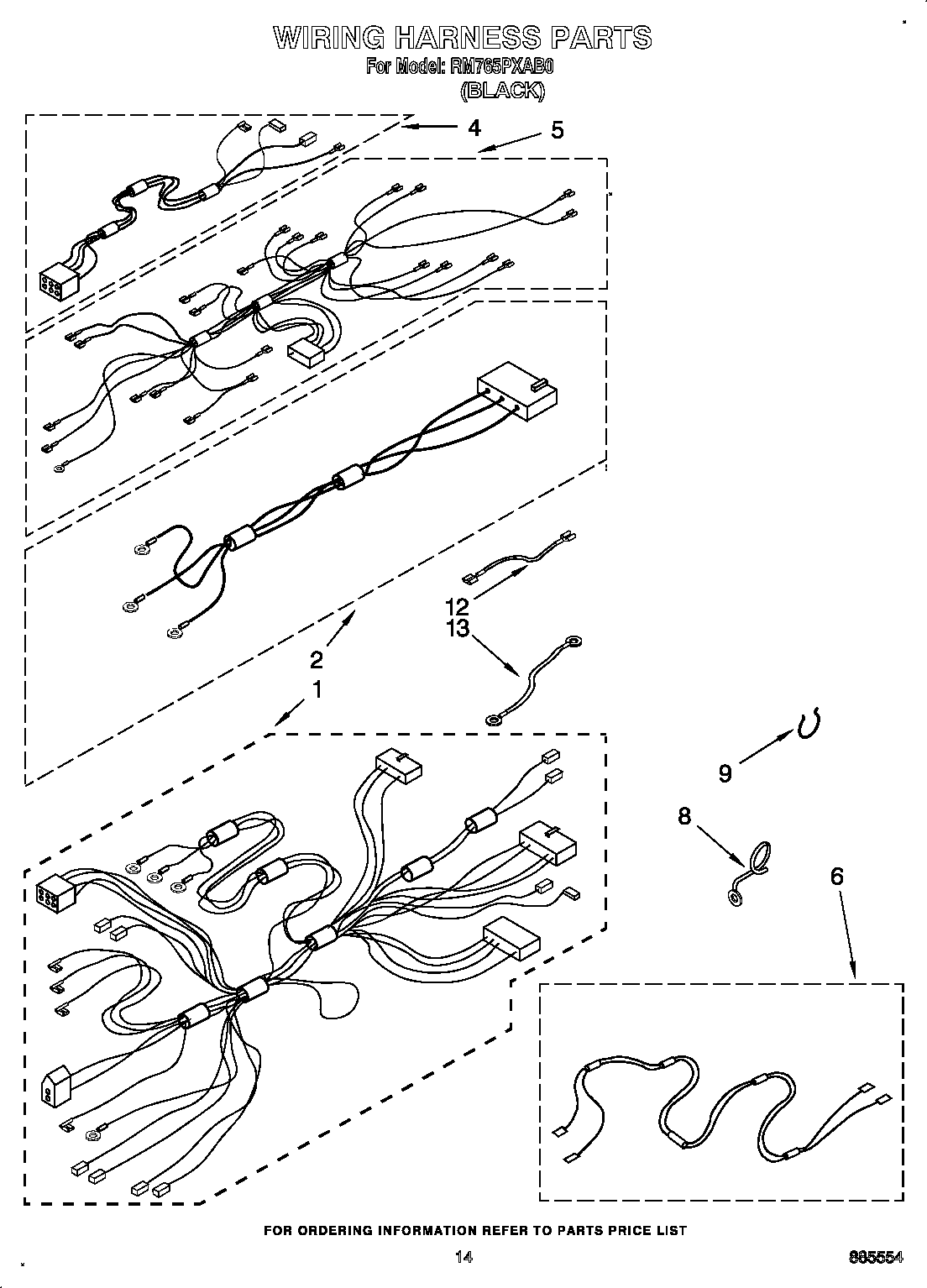 Whirlpool RM765PXAB0 wiring harness diagram