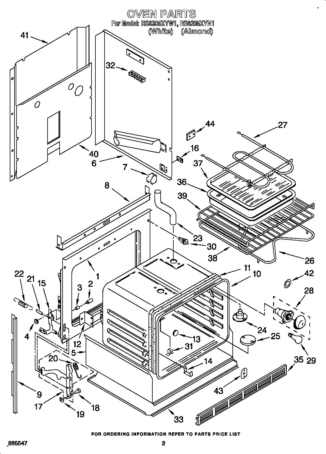 Whirlpool RS6305XYW1 oven diagram