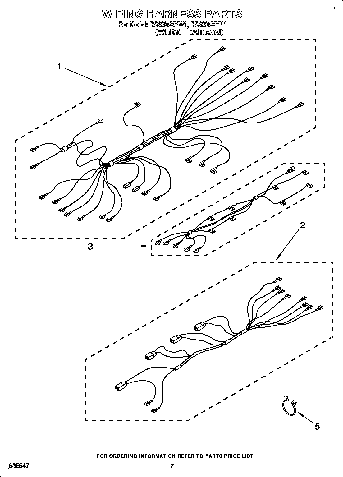 Whirlpool RS6305XYW1 wiring harness diagram