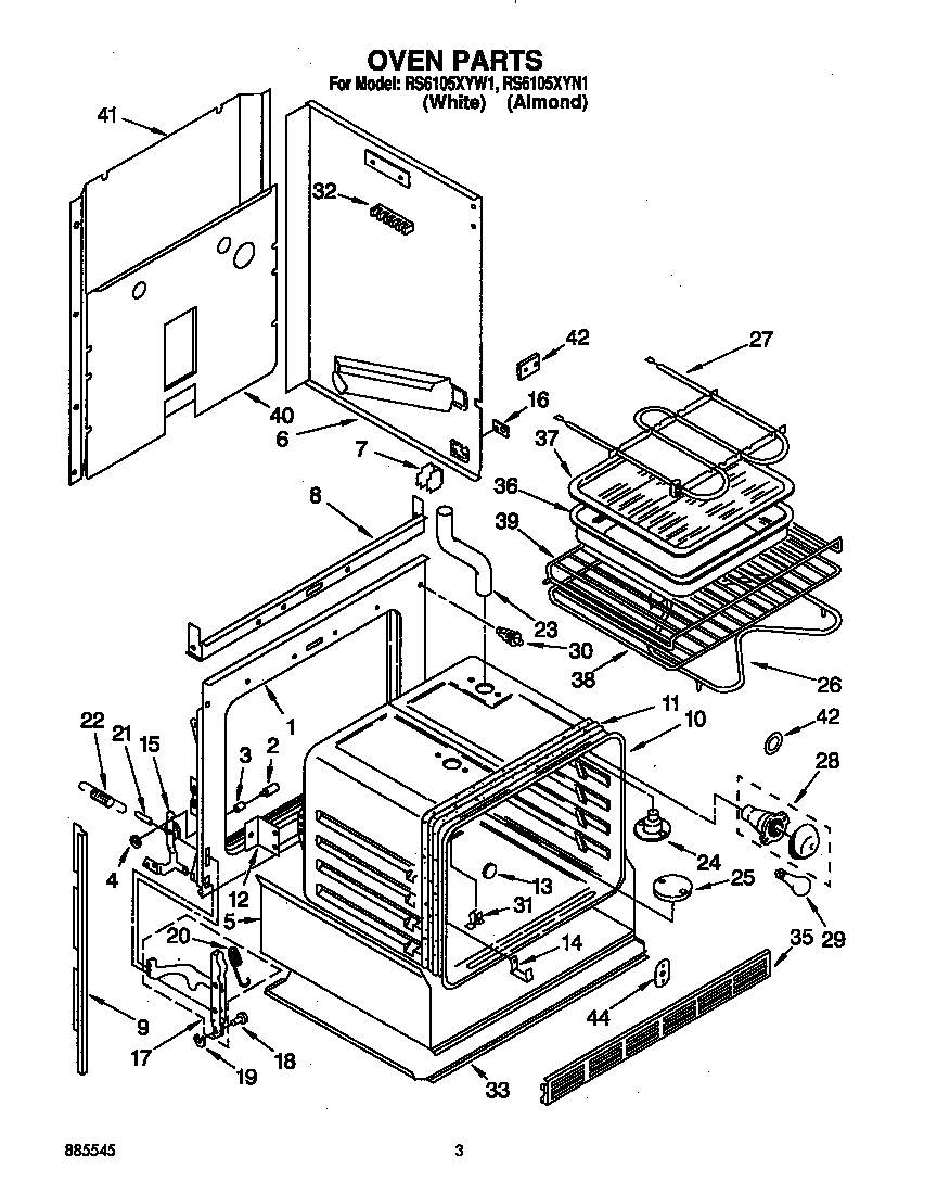 Whirlpool RS6105XYW1 oven diagram